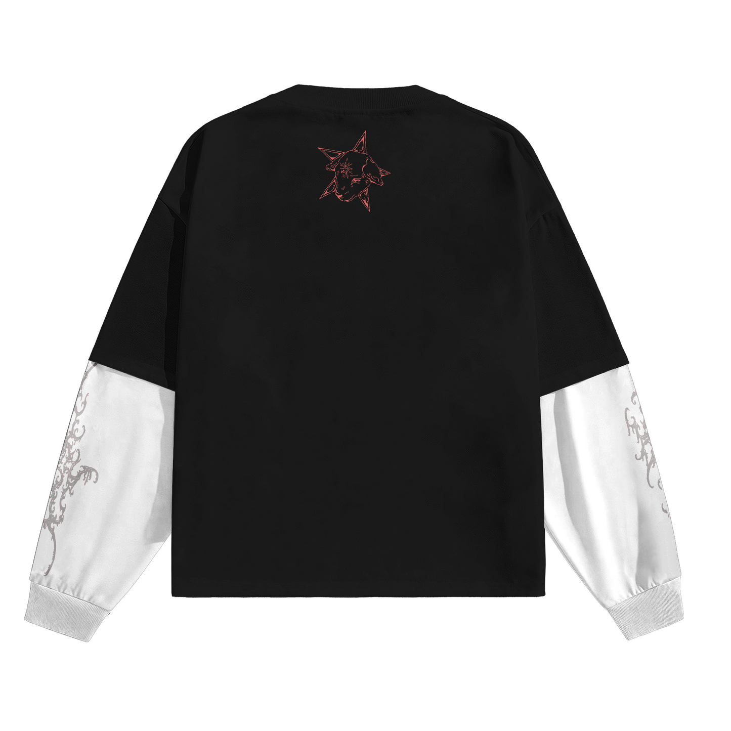 Curse Designed Oversized B&W Long Sleeve T-shirt
