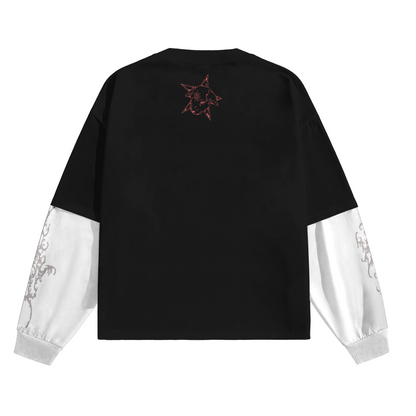 Curse Designed Oversized B&W Long Sleeve T-shirt