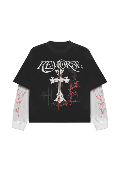Remorse Designed Oversized B&W Long Sleeve T-shirt