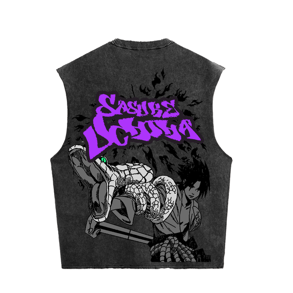 Sasuke Uchiha Stone Washed Vest